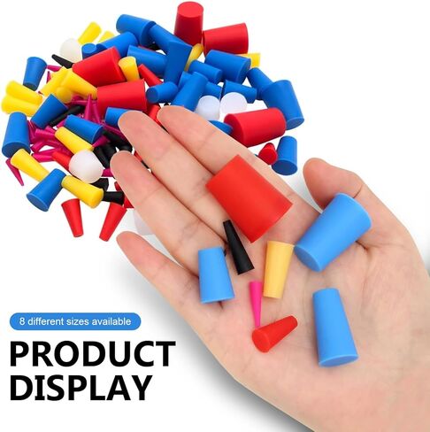 100Pcs Silicone Rubber Tapered Plug Assortment Kit - 7 Sizes (1/16" to 1/2") for Powder Coating, Painting, Hydro Dipping, Media Blasting - Heat Resistant up to 600°F (315°C) in Saudi Arabia