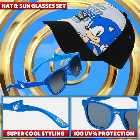 Sonic the Hedgehog Baseball Cap and Kids Sunglasses Summer Accessories String Strap Boys Cap 100 ٪ UV Protect in Saudi Arabia