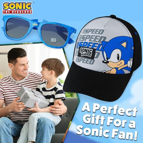 Sonic the Hedgehog Baseball Cap and Kids Sunglasses Summer Accessories String Strap Boys Cap 100 ٪ UV Protect in Saudi Arabia