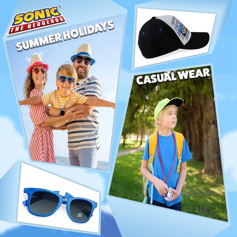 Sonic the Hedgehog Baseball Cap and Kids Sunglasses Summer Accessories String Strap Boys Cap 100 ٪ UV Protect in Saudi Arabia