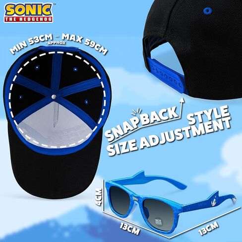 Sonic the Hedgehog Baseball Cap and Kids Sunglasses Summer Accessories String Strap Boys Cap 100 ٪ UV Protect in Saudi Arabia