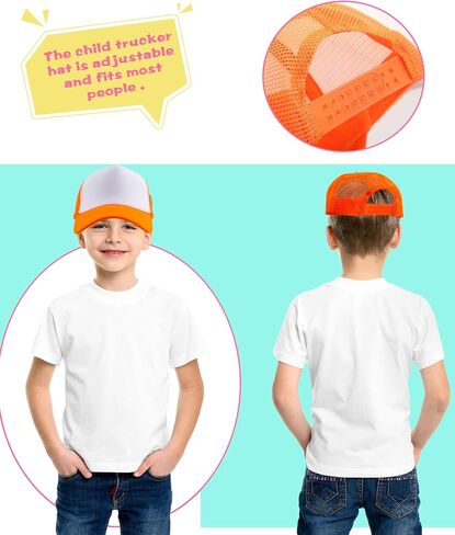 25 PCS Kids Sublimation Trucker Caps قابلة للتعديل DIY HAT HAT Multicolor Trucker Hat لأنشطة المجموعة الصيفية in Saudi Arabia