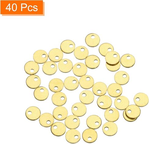 MECCANIXITY 40 قطعة من الملصقات النحاسية الدائرية الفارغة DIY 35 مم/1.38 بوصة للحرف اليدوية، تزيين القلادة، فتحة جانبية واحدة 2 مم/0.08 بوصة، أصفر in Saudi Arabia