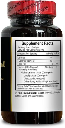 Cold-Pressed Flaxseed Oil 100 Softgels – Organic & Plant-Based – Omega Fatty Acids – Non-GMO – Vegan Capsules – USA Made – 100 Count in Saudi Arabia