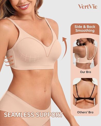 Vertvie Wireless Bras for Women Full Coverage Push Up Bra Support Seamless No Underwire Molded Cup Padded Sports Bralettes in Saudi Arabia