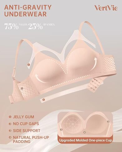 Vertvie Wireless Bras for Women Full Coverage Push Up Bra Support Seamless No Underwire Molded Cup Padded Sports Bralettes in Saudi Arabia