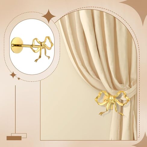 Blulu 2 PCS Metal Bow Stainbacks Holdbacks Qualed Bow Starting Starks Hold for Startains Alegant Gold Holds for Beed Room Bed Room Office Home in Saudi Arabia