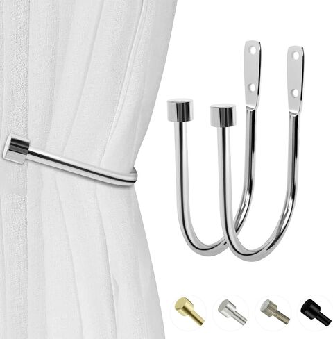 Minimalist Curtain Holdbacks 2pcs, Cast Iron Solid Heavy Duty Metal Curtain Tieback Side Holders for Wall, Matte Black Curtain Tie Hook Pull Backs for Drapes Window Home Decoration in Saudi Arabia