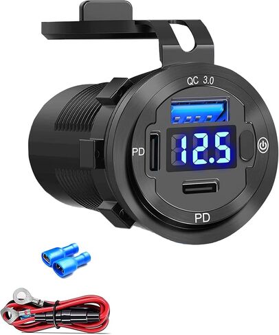مقبس سيارة USB 12 فولت، 3 منافذ ألومنيوم بحري USB شحن سريع مقاوم للماء سيجارة مستديرة USB C 12 فولت مخرج للسيارة عربة الجولف والقارب البحري والحافلات البحرية والدراجات النارية البحرية وما إلى ذلك (2QC+1PD(1Pack)) in Saudi Arabia