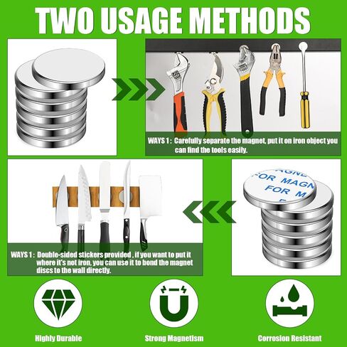 MIKEDE Neodymium Magnets, 30 PCS Strong Fridge Magnets Heavy Duty for Carft, Epoxy Coating Rare Earth Small Magnets with Double-Sided Adhesive Backing for Craft, Whiteboard, DIY, Science - 0.78x0.18in in Saudi Arabia