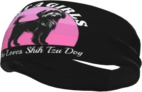 Just A Girls Who Loves Shih Tzu Dog Adjustable Sports Headband Moisture Wicking Sweatband for Running Workout in Saudi Arabia