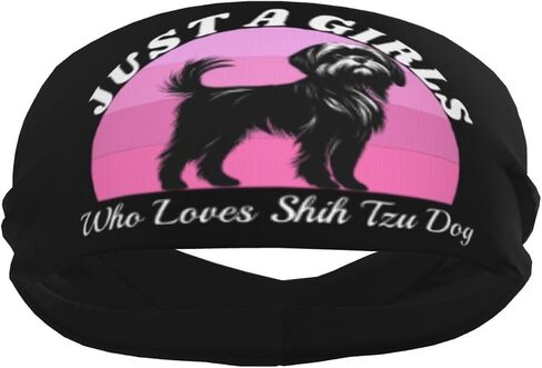 Just A Girls Who Loves Shih Tzu Dog Adjustable Sports Headband Moisture Wicking Sweatband for Running Workout in Saudi Arabia