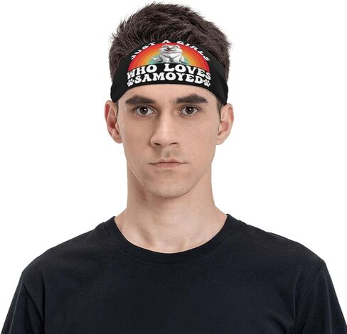 Just A Girls Who Loves Samoyed Dog Adjustable Sports Headband Moisture Wicking Sweatband for Running Workout in Saudi Arabia