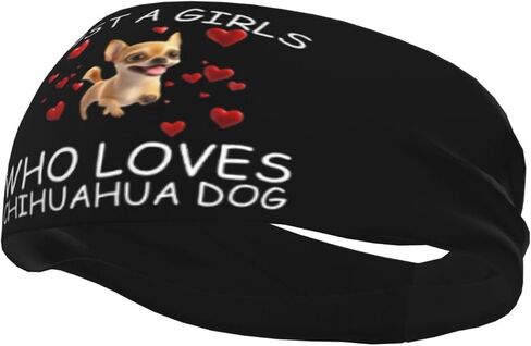 Just A Girls Who Loves Chihuahua Dog Adjustable Sports Headband Moisture Wicking Sweatband for Running Workout in Saudi Arabia