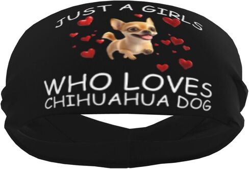 Just A Girls Who Loves Chihuahua Dog Adjustable Sports Headband Moisture Wicking Sweatband for Running Workout in Saudi Arabia