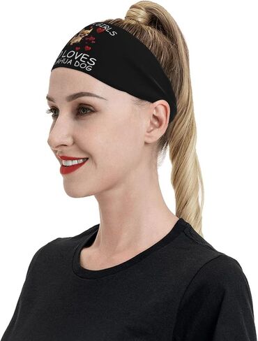 Just A Girls Who Loves Chihuahua Dog Adjustable Sports Headband Moisture Wicking Sweatband for Running Workout in Saudi Arabia