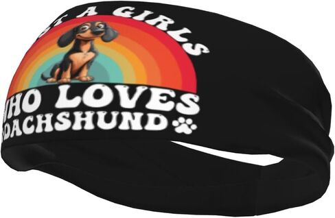 Just A Girls Who Loves Dachshund Adjustable Sports Headband Moisture Wicking Sweatband for Running Workout in Saudi Arabia