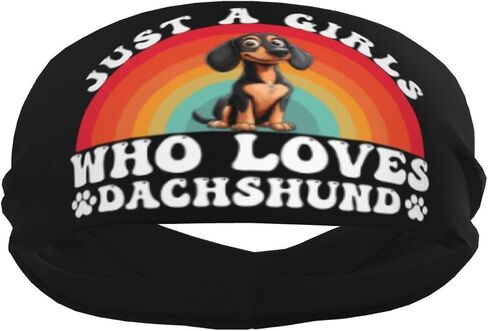 Just A Girls Who Loves Dachshund Adjustable Sports Headband Moisture Wicking Sweatband for Running Workout in Saudi Arabia