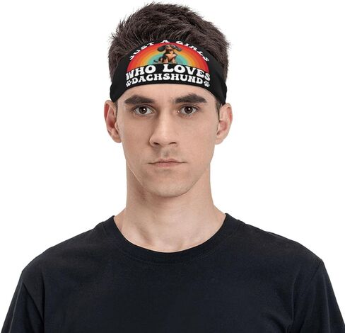 Just A Girls Who Loves Dachshund Adjustable Sports Headband Moisture Wicking Sweatband for Running Workout in Saudi Arabia
