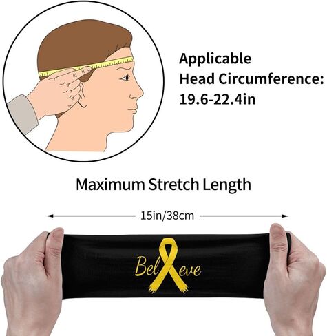 Cancer Believe Childhood Cancer Gold Ribbon Adjustable Sports Headband Moisture Wicking Sweatband for Running Workout in Saudi Arabia