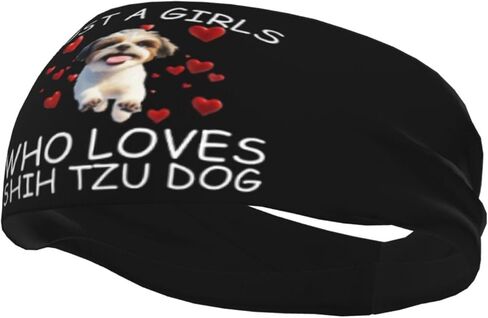 Just A Girls Who Loves Shih Tzu Dog Adjustable Sports Headband Moisture Wicking Sweatband for Running Workout in Saudi Arabia