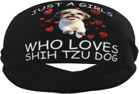 Just A Girls Who Loves Shih Tzu Dog Adjustable Sports Headband Moisture Wicking Sweatband for Running Workout in Saudi Arabia
