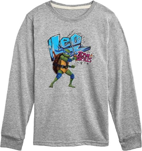 الملابس الهجينة - سلاحف النينجا المتحولة في سن المراهقة: Mutant Mayhem - Leo - Team Team Team - Toddler & Youth Long Sleeve Tee in Kuwait