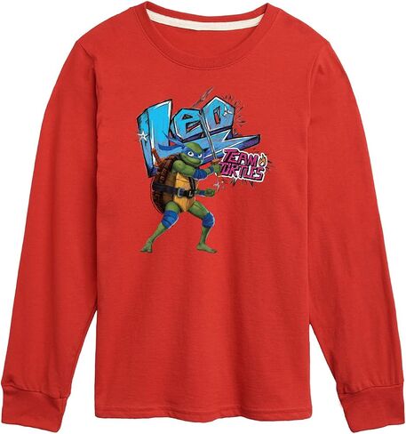 الملابس الهجينة - سلاحف النينجا المتحولة في سن المراهقة: Mutant Mayhem - Leo - Team Team Team - Toddler & Youth Long Sleeve Tee in Kuwait