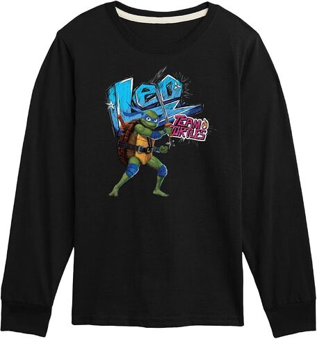 الملابس الهجينة - سلاحف النينجا المتحولة في سن المراهقة: Mutant Mayhem - Leo - Team Team Team - Toddler & Youth Long Sleeve Tee in Kuwait