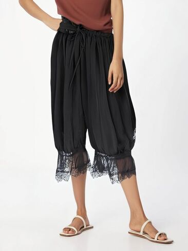 Cropped Lace Pants for Women Ruffle Long Bloomers Flare Lace Trim Pantaloons Vintage Capri Bloomer Pants in Saudi Arabia
