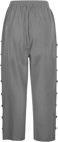 Linen Capris for Women Summer Casual High Waisted Crop Pants with Pockets Wed Leg Lounge Trousers Boho Beach Clothes in Saudi Arabia