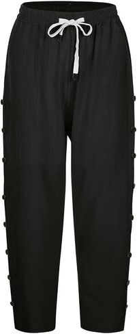 Linen Capris for Women Summer Casual High Waisted Crop Pants with Pockets Wed Leg Lounge Trousers Boho Beach Clothes in Saudi Arabia