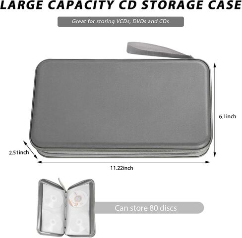 Car CD Case Holder, 80 Capacity CD/DVD Cases Holders Hard Plastic Protective Storage Organizer, DVD Disc Case Storage Portable Wallet Binder for Car Home Office Travel (Black) in Saudi Arabia