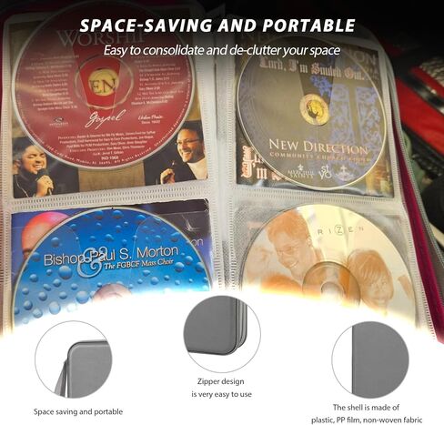 Car CD Case Holder, 80 Capacity CD/DVD Cases Holders Hard Plastic Protective Storage Organizer, DVD Disc Case Storage Portable Wallet Binder for Car Home Office Travel (Black) in Saudi Arabia