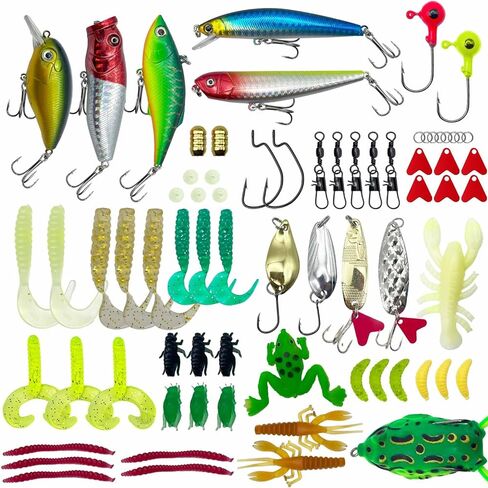 24 Pcs Fishing Bait Lures Kit, Tackle Box with Tackle Included,Minnow, VIB, Spoons, Molds, Hooks,Weights Other Accessories, Freshwater Bass Fishing Lure Set for Beginner and Experienced in Saudi Arabia