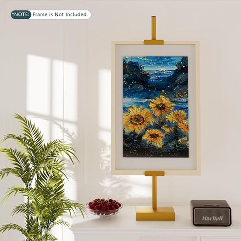 Tabletop Picture Frame Stand, Adjustable for Frames Up to 29" H, Frame Holder Stand Table Easels for Display, Metal Standing Easel Display Stand for Picture Frames, Artwork, Canvas (Gold) in Kuwait
