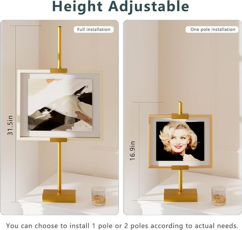 Tabletop Picture Frame Stand, Adjustable for Frames Up to 29" H, Frame Holder Stand Table Easels for Display, Metal Standing Easel Display Stand for Picture Frames, Artwork, Canvas (Gold) in Kuwait