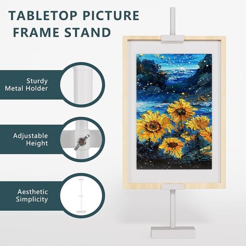 Tabletop Picture Frame Stand, Adjustable for Frames Up to 29" H, Frame Holder Stand Table Easels for Display, Metal Standing Easel Display Stand for Picture Frames, Artwork, Canvas (Gold) in Kuwait