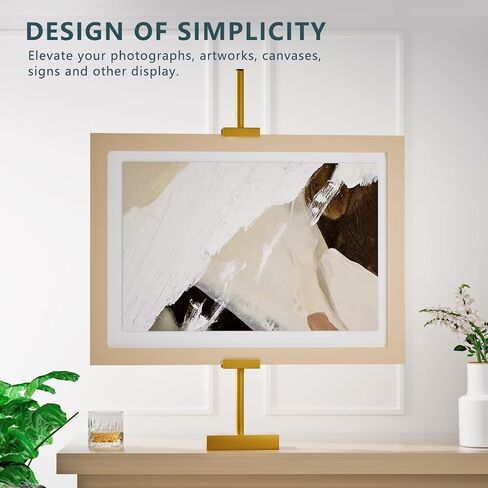 Tabletop Picture Frame Stand, Adjustable for Frames Up to 29" H, Frame Holder Stand Table Easels for Display, Metal Standing Easel Display Stand for Picture Frames, Artwork, Canvas (Gold) in Kuwait
