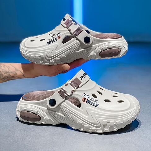 Men's breathable EVA slippers - Comfortable, anti-slip one-foot sandals with adjustable shoulder straps, suitable for outdoor and casual wear in Saudi Arabia