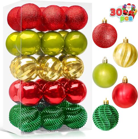Joiedomi 30 قطعة 2.36 بوصة زينة عيد الميلاد تصميم متنوع (أزرق وذهبي) زينة عيد الميلاد، زينة عيد الميلاد متنوعة مقاومة للكسر للعطلات، زخارف شجرة in Kuwait