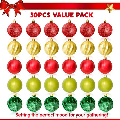 Joiedomi 30 قطعة 2.36 بوصة زينة عيد الميلاد تصميم متنوع (أزرق وذهبي) زينة عيد الميلاد، زينة عيد الميلاد متنوعة مقاومة للكسر للعطلات، زخارف شجرة in Kuwait