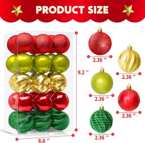 Joiedomi 30 قطعة 2.36 بوصة زينة عيد الميلاد تصميم متنوع (أزرق وذهبي) زينة عيد الميلاد، زينة عيد الميلاد متنوعة مقاومة للكسر للعطلات، زخارف شجرة in Kuwait