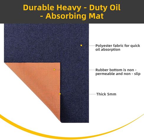 Garage Floor Mat 32"x64" - Absorbent Oil Spill Mat, Non-Slip Washable Rug for Garage, Car, Workbench, Oil Change, Liquid Spills, Heavy Duty Durable Polyester in Saudi Arabia