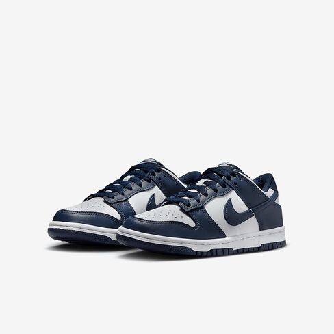 Nike Dunk Low Big Kids' Shoes (FB9109-116, White/White/Midnight Navy) in Kuwait