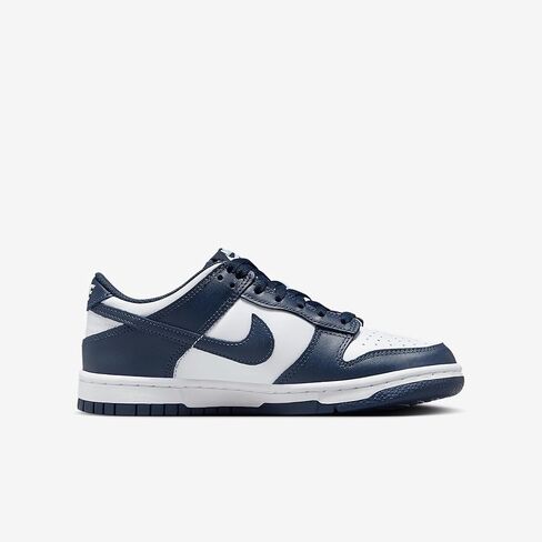 Nike Dunk Low Big Kids' Shoes (FB9109-116, White/White/Midnight Navy) in Kuwait