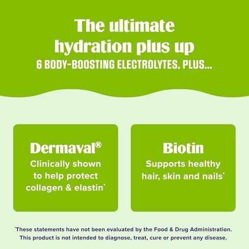 ملحق دفاع الكولاجين في Ultima -collagen ومسحوق الإلكتروليت - الفراولة Kiwi ، 13 حزمًا - حزم ترطيب مع Dermaval و Biotin التي تحافظ على ترطيب بشرتك ومظهر مشع in Kuwait