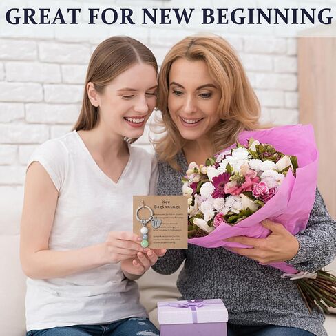 Janhavi 5A سلسلة مفاتيح Moonstone Real للنساء مع الأحرف الأولى ، والقلق المضيء من الحجارة الشفاء من الحجارة لبدايات جديدة in Kuwait