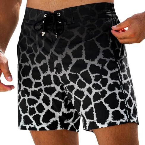 Tucann Men's Trunks 5" Compression Liner Quick Dry Zipper Pocket Chlorine Resistan 4 Way Stretch Faded Swim Shorts for Men in Kuwait
