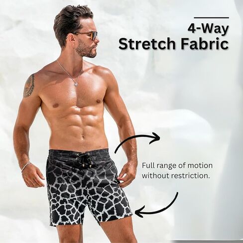 Tucann Men's Trunks 5" Compression Liner Quick Dry Zipper Pocket Chlorine Resistan 4 Way Stretch Faded Swim Shorts for Men in Kuwait